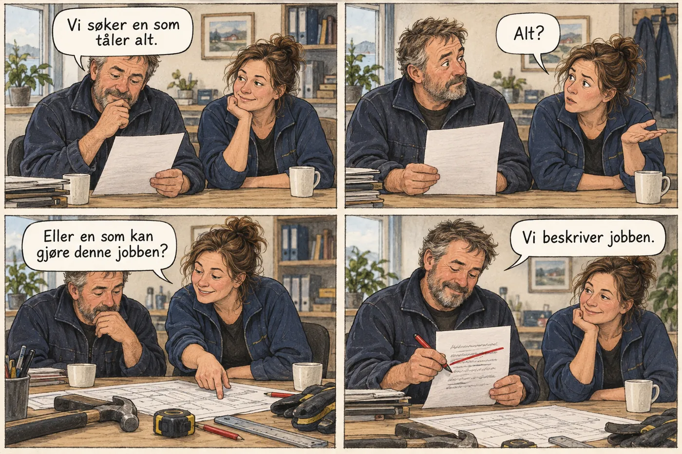 En arbeidsgiver og kollega erstatter et vagt krav om å tåle alt med en konkret beskrivelse av jobben.