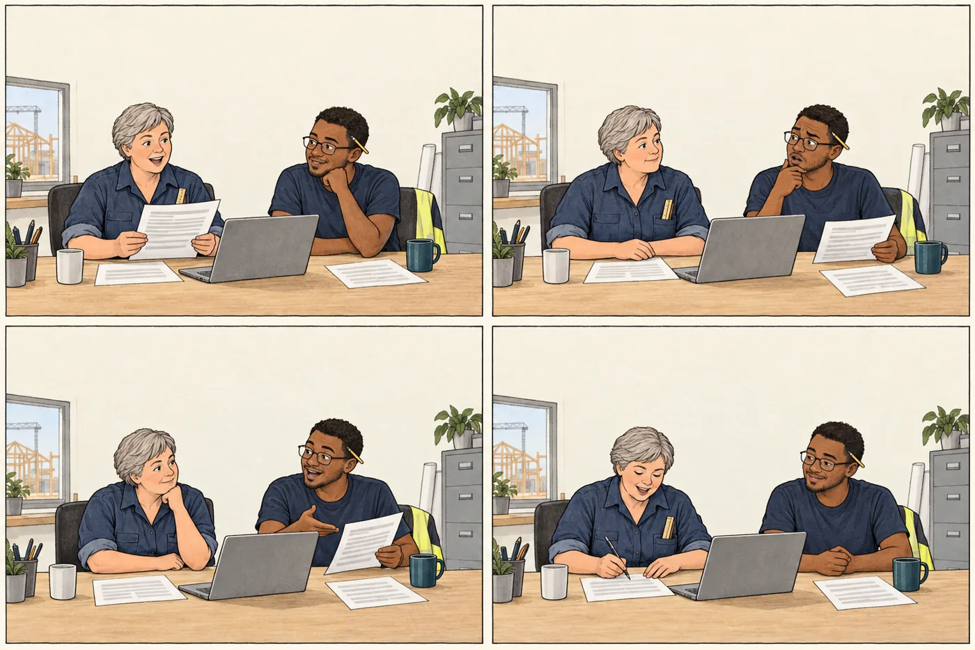 An employer and a colleague replace a vague requirement to withstand anything with a concrete description of the job.